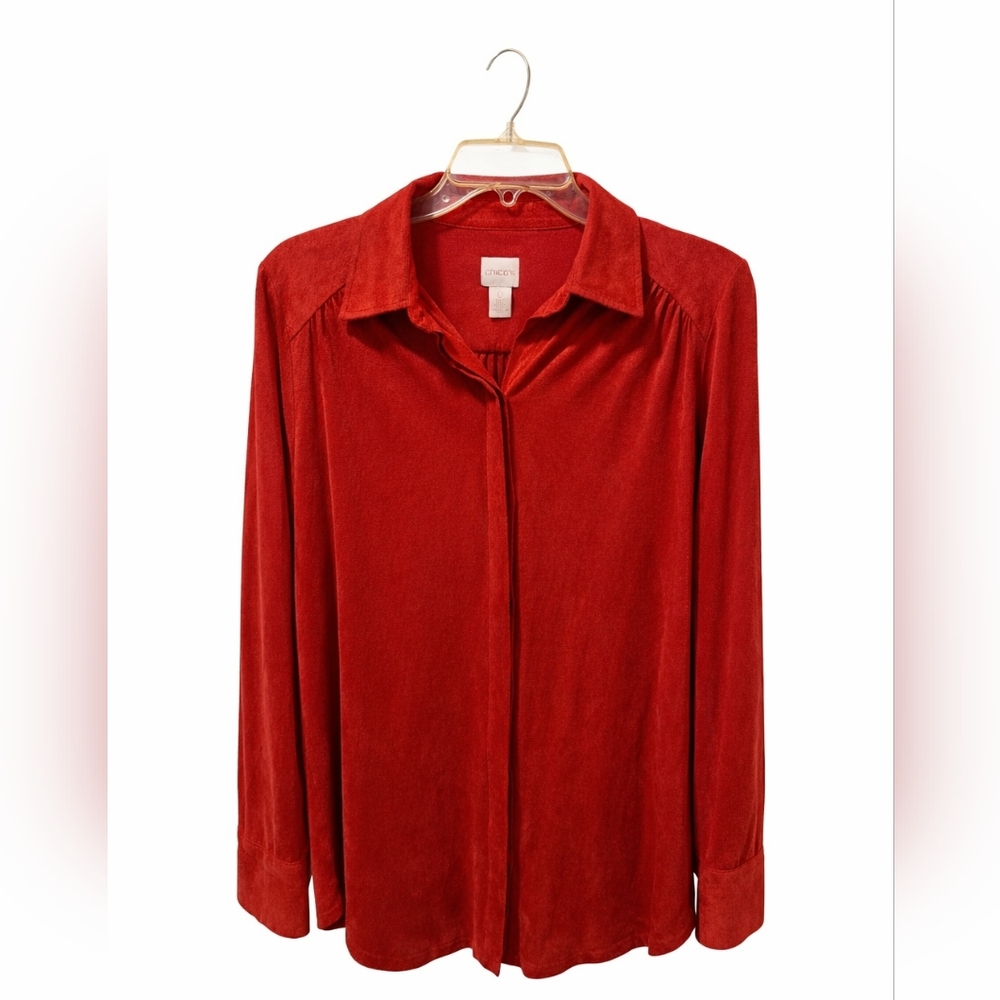 Chico’s Faux Suede Button-Front Top – Women's Size 0